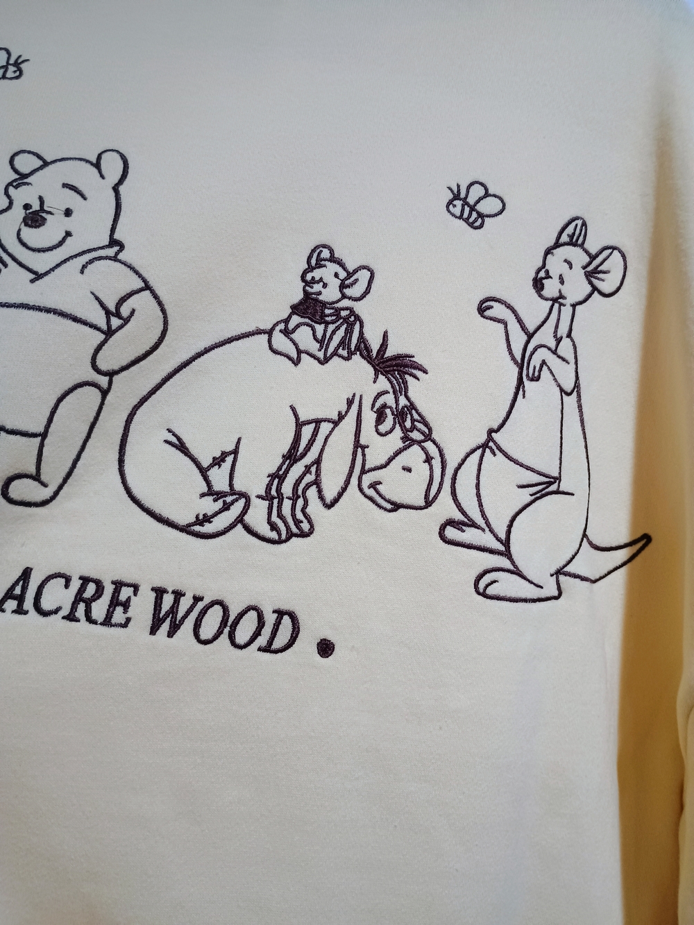New Winnie The Pooh 100 Acre Woods All Characters Embroidered Yellow/Brown Large - Picture 4 of 10